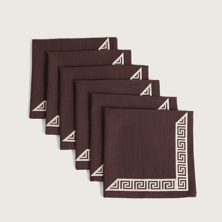 Luxury Greek Embroidered Napkins - Set of 6
