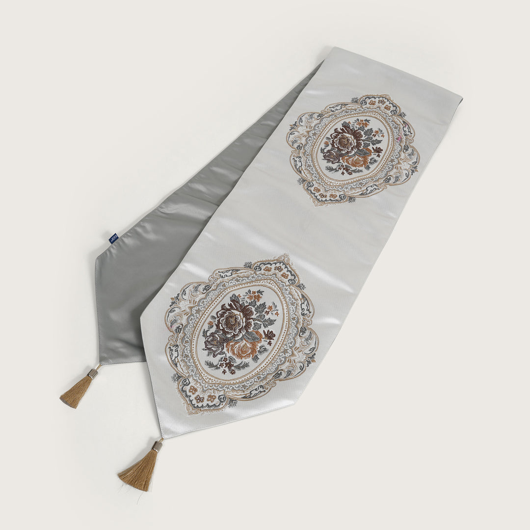 Victorian Floral Table Runner with Tasseled Trim Available In 4 Shades