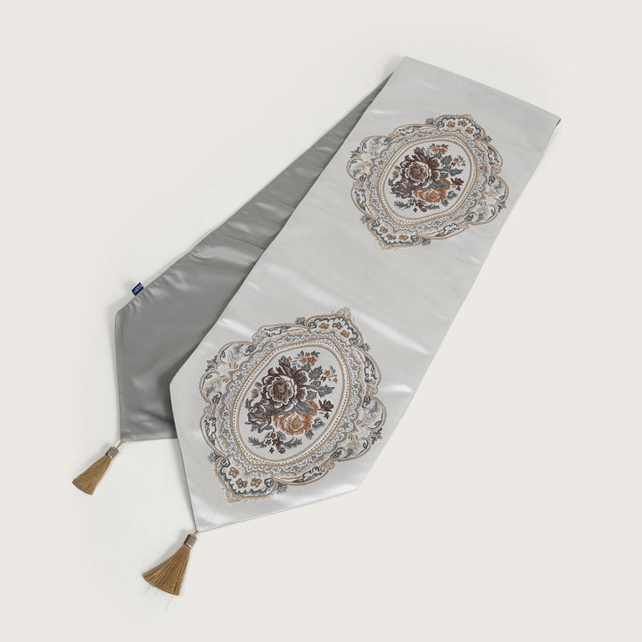 Victorian Floral Table Runner with Tasseled Trim Available In 4 Shades