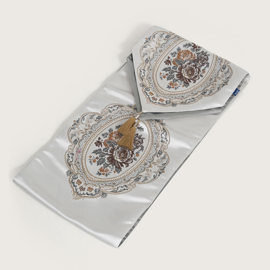 Victorian Floral Table Runner with Tasseled Trim Available In 4 Shades