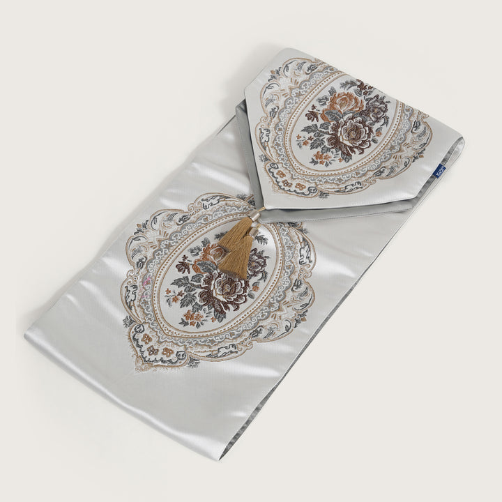 Victorian Floral Table Runner with Tasseled Trim Available In 4 Shades