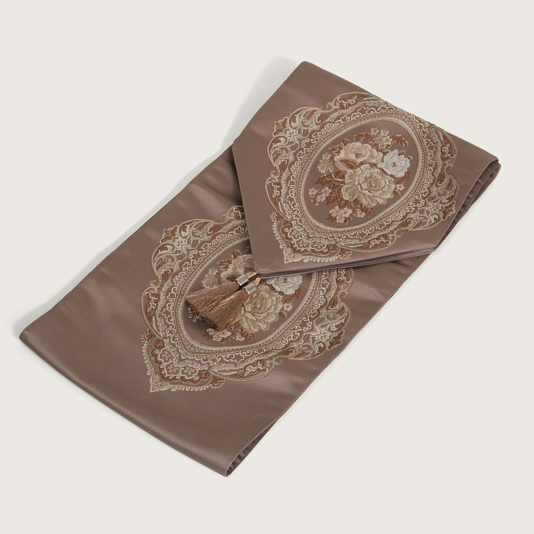 Victorian Floral Table Runner with Tasseled Trim Available In 4 Shades