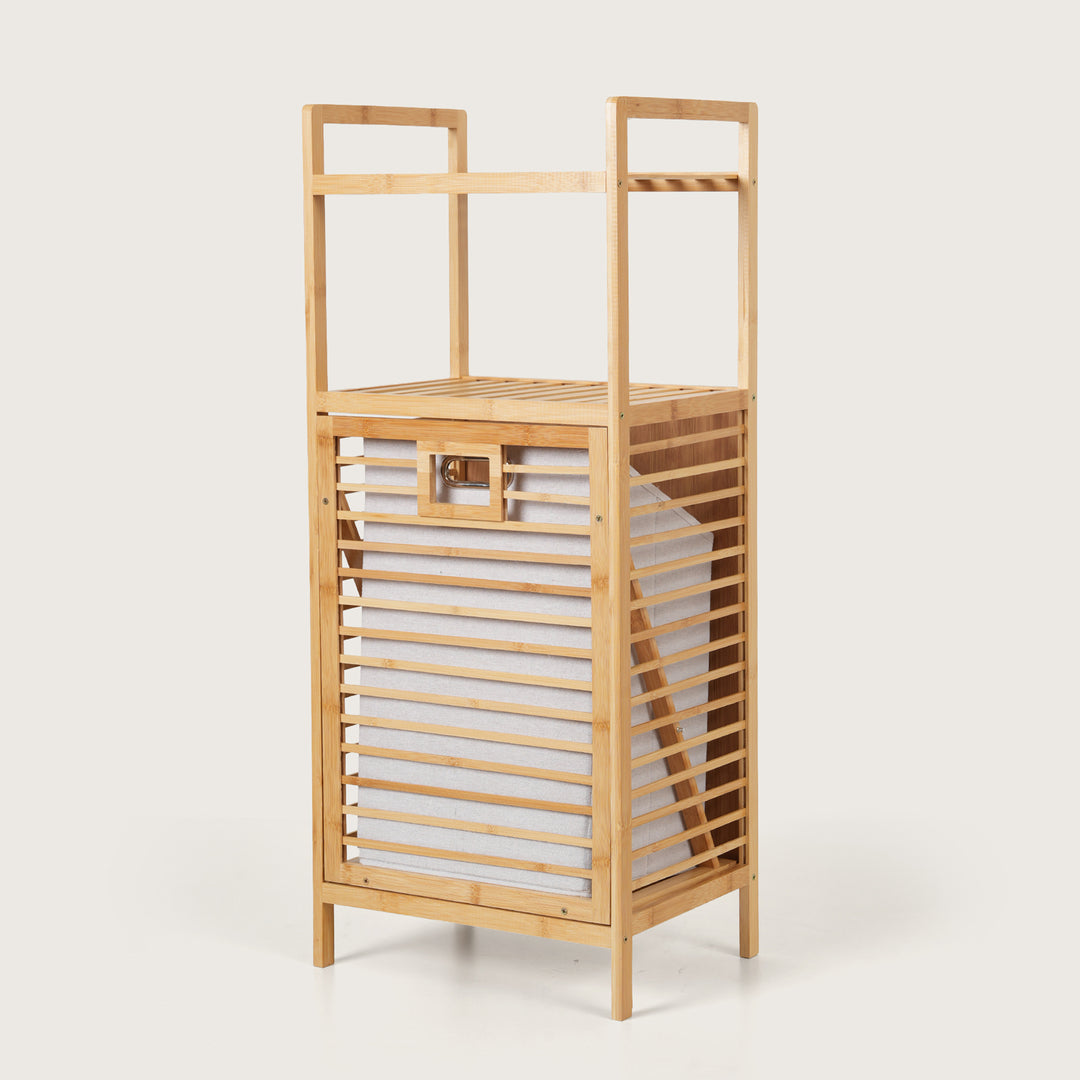 Tilt-Out Laundry Hamper with Storage Shelves