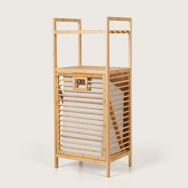 Tilt-Out Laundry Hamper with Storage Shelves