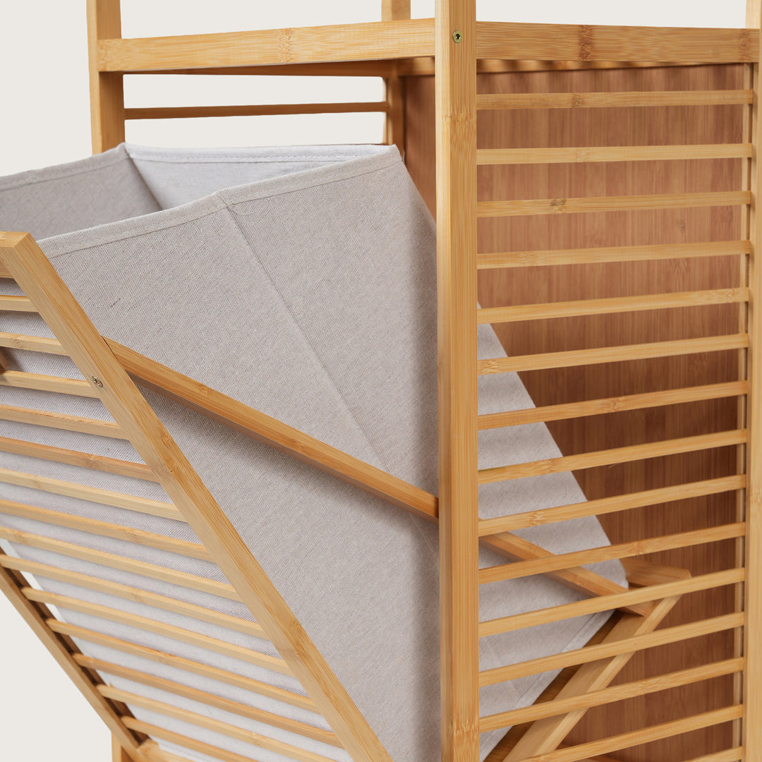 Tilt-Out Laundry Hamper with Storage Shelves