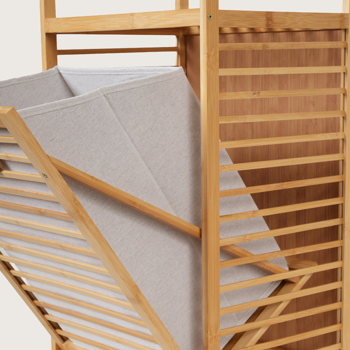 Tilt-Out Laundry Hamper with Storage Shelves