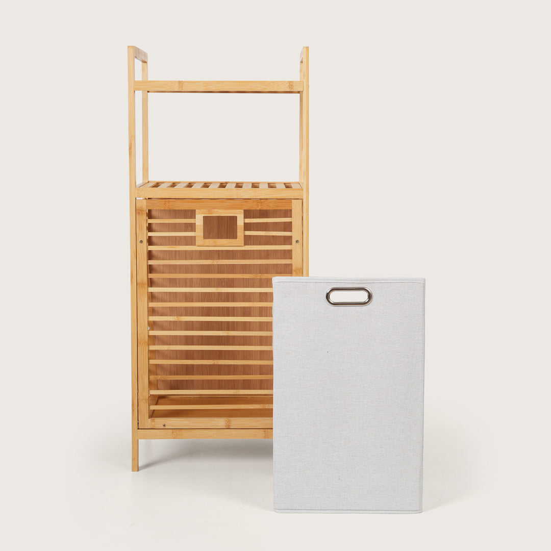 Tilt-Out Laundry Hamper with Storage Shelves