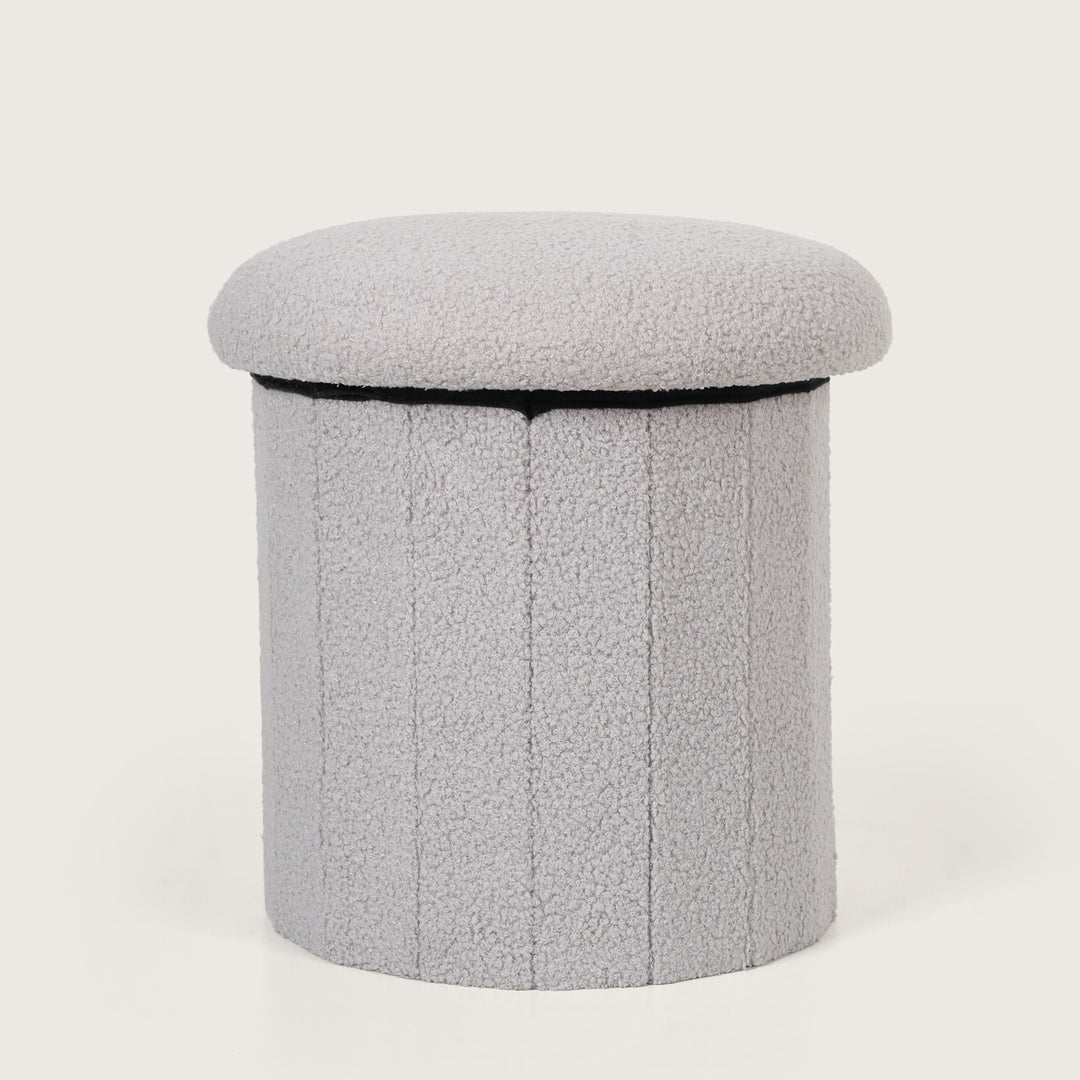 Modern Grey Mushroom Shaped Pouffe with Hidden Storage