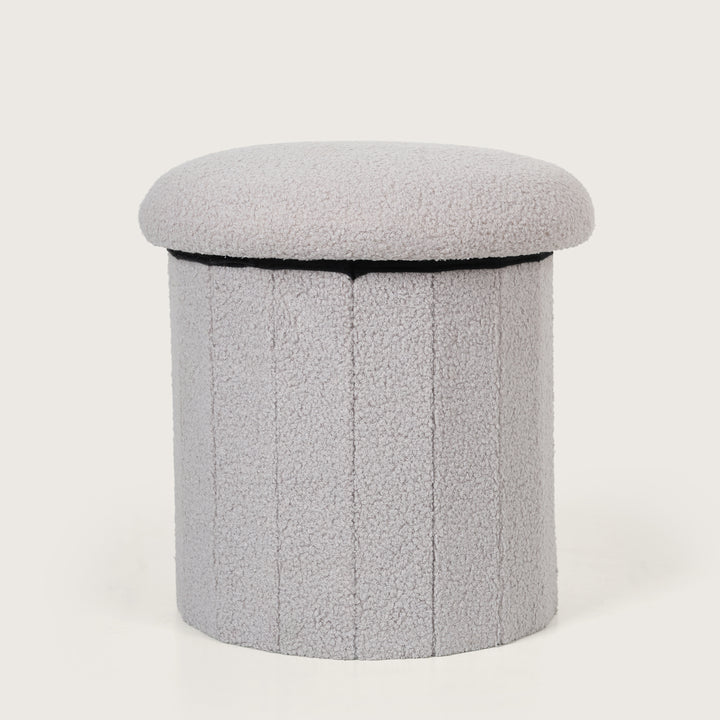 Modern Grey Mushroom Shaped Pouffe with Hidden Storage