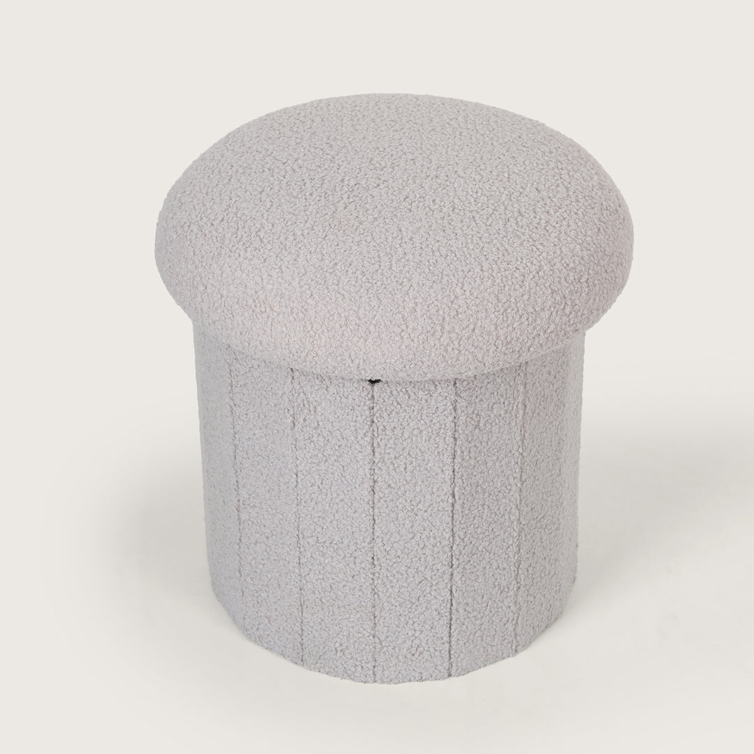 Modern Grey Mushroom Shaped Pouffe with Hidden Storage