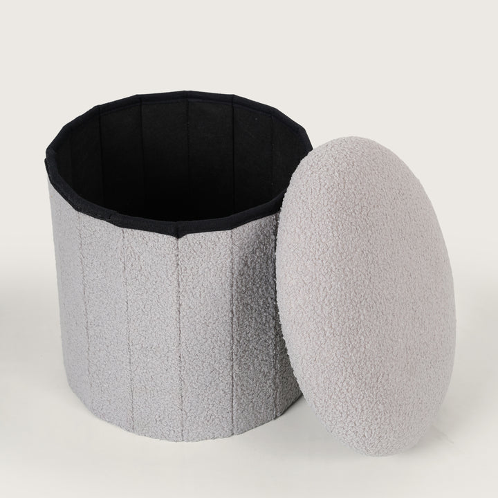 Modern Grey Mushroom Shaped Pouffe with Hidden Storage
