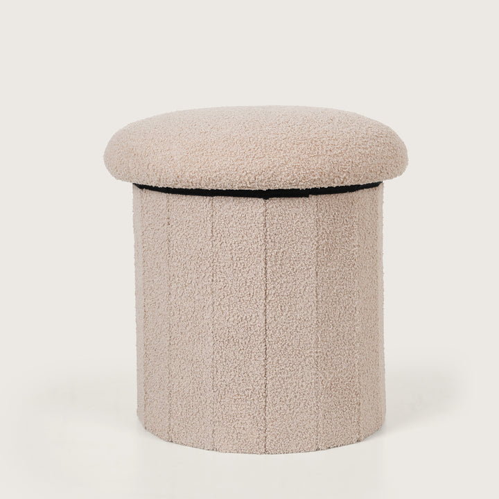 Modern Beige Mushroom Shaped Pouffe with Hidden Storage