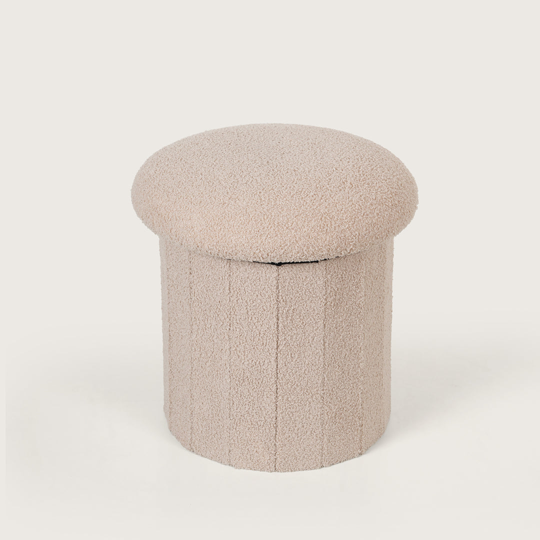 Modern Beige Mushroom Shaped Pouffe with Hidden Storage