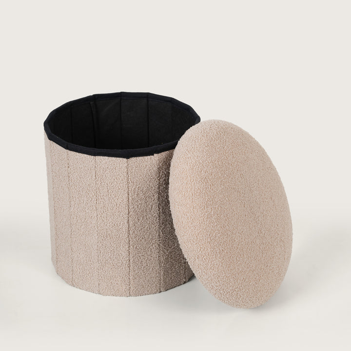 Modern Beige Mushroom Shaped Pouffe with Hidden Storage