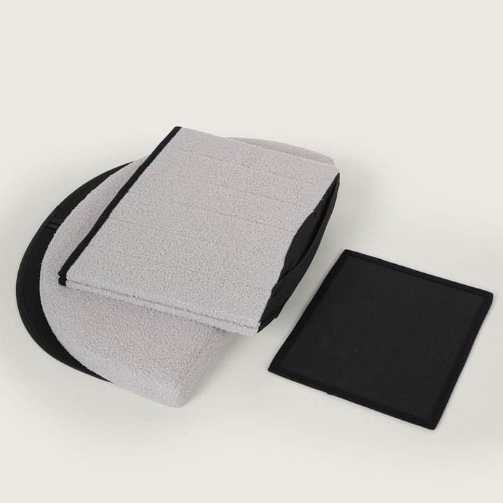 Crescent Shaped Storage Ottoman with Removable Lid - Grey