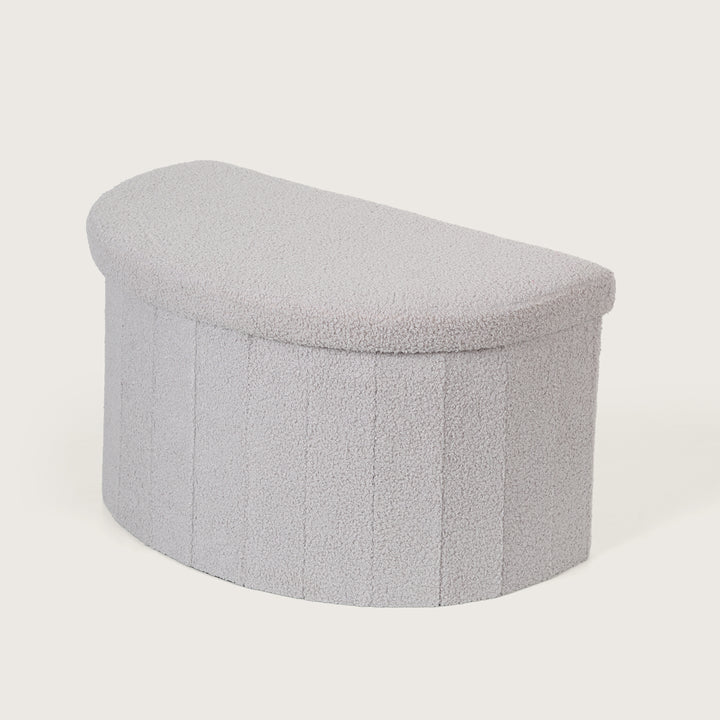 Crescent Shaped Storage Ottoman with Removable Lid - Grey