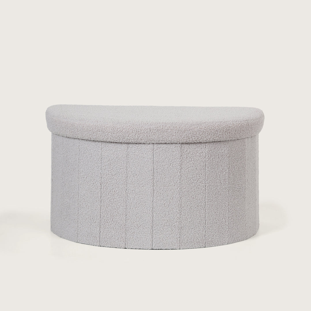 Crescent Shaped Storage Ottoman with Removable Lid - Grey