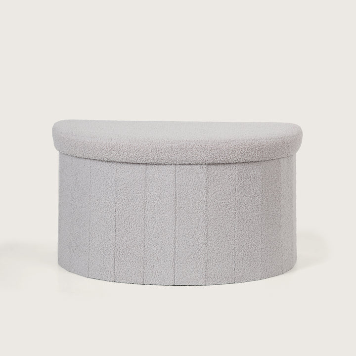 Crescent Shaped Storage Ottoman with Removable Lid - Grey