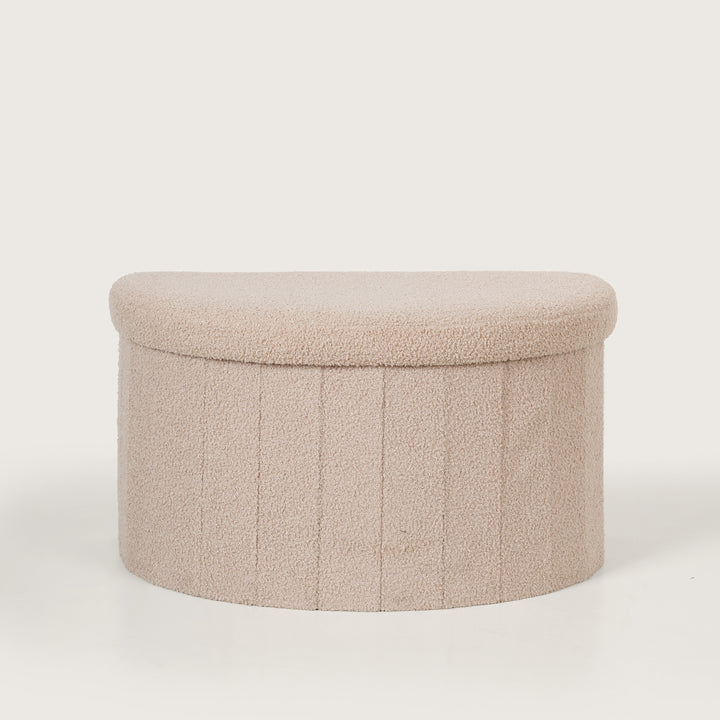 Crescent Shaped Storage Ottoman with Removable Lid - Beige