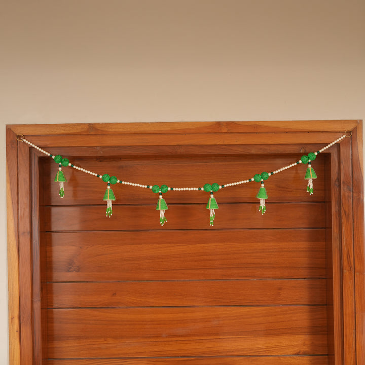 Green-Beaded Bandhanwar with Tassel- Diwali Decoration Toran