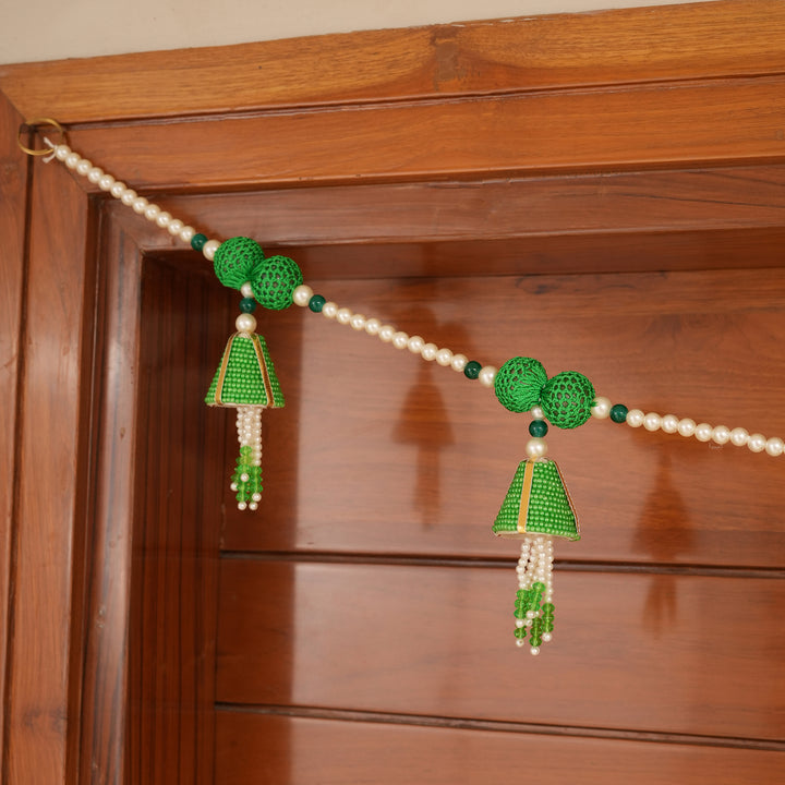 Green-Beaded Bandhanwar with Tassel- Diwali Decoration Toran