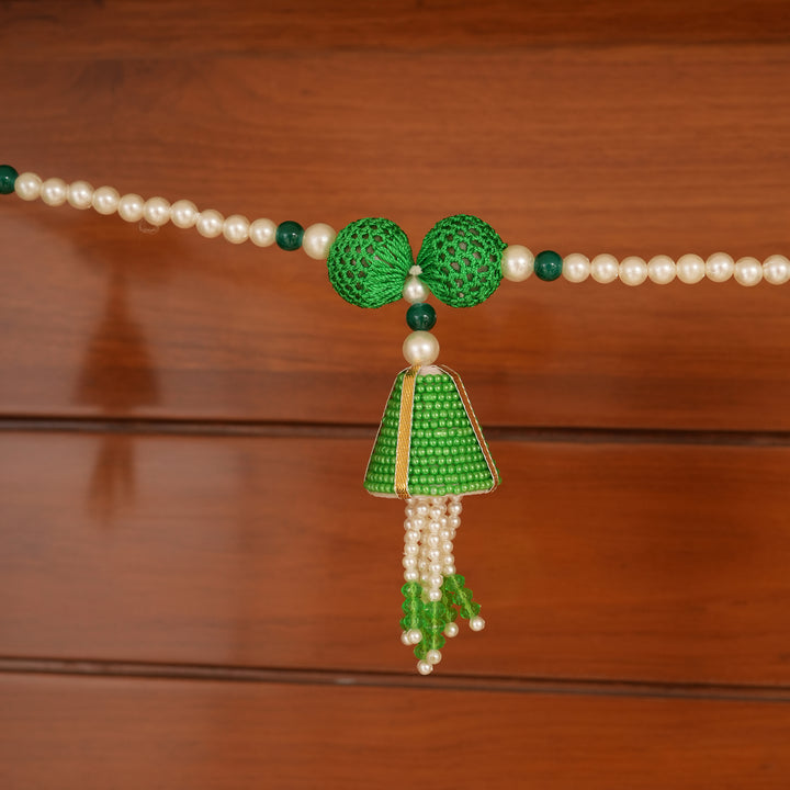 Green-Beaded Bandhanwar with Tassel- Diwali Decoration Toran