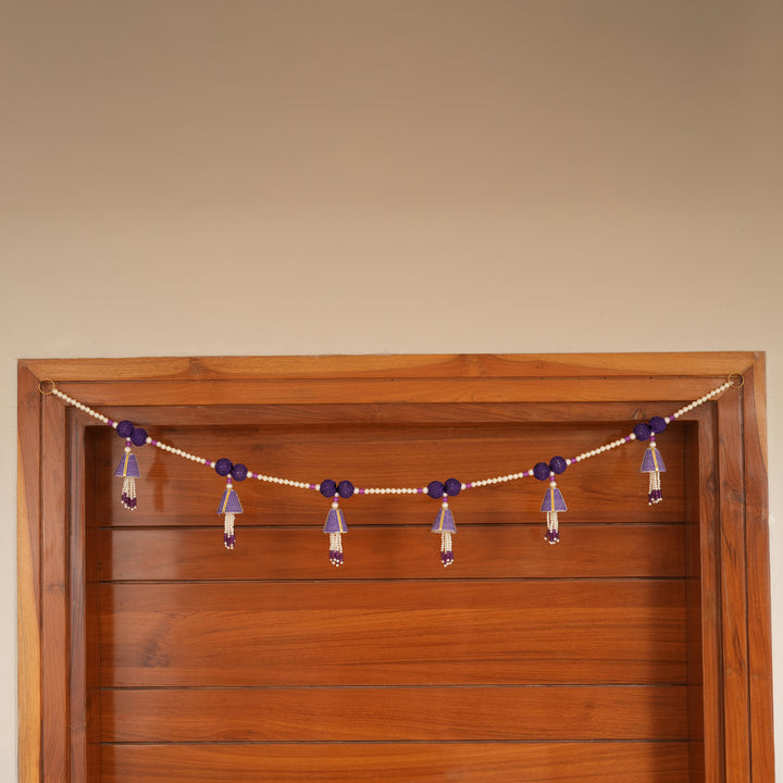 Purple-Beaded Bandhanwar with Tassel- Diwali Decoration Toran