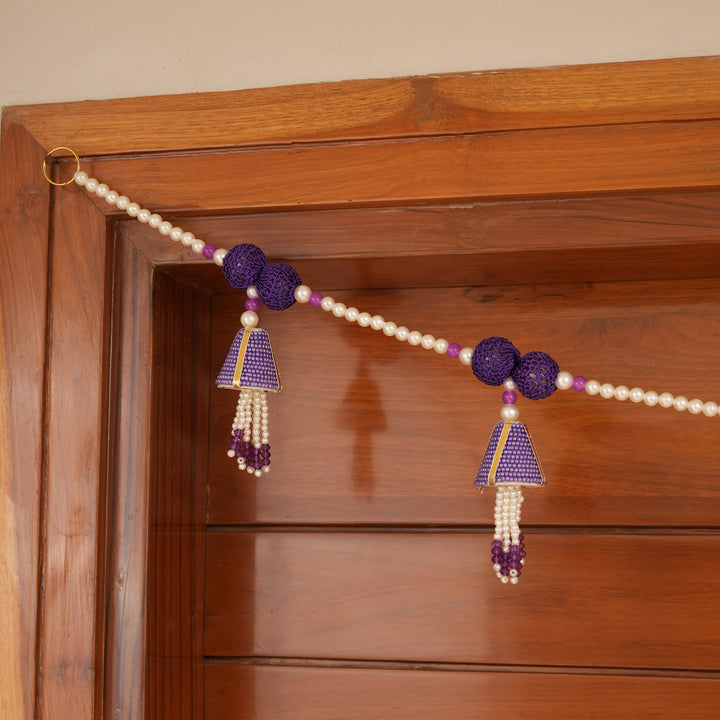 Purple-Beaded Bandhanwar with Tassel- Diwali Decoration Toran