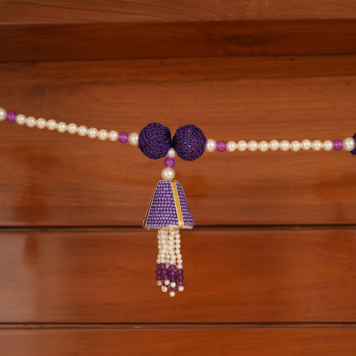 Purple-Beaded Bandhanwar with Tassel- Diwali Decoration Toran