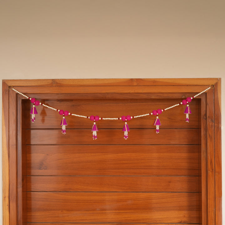 Pink-Beaded Bandhanwar with Tassel- Diwali Decoration Toran