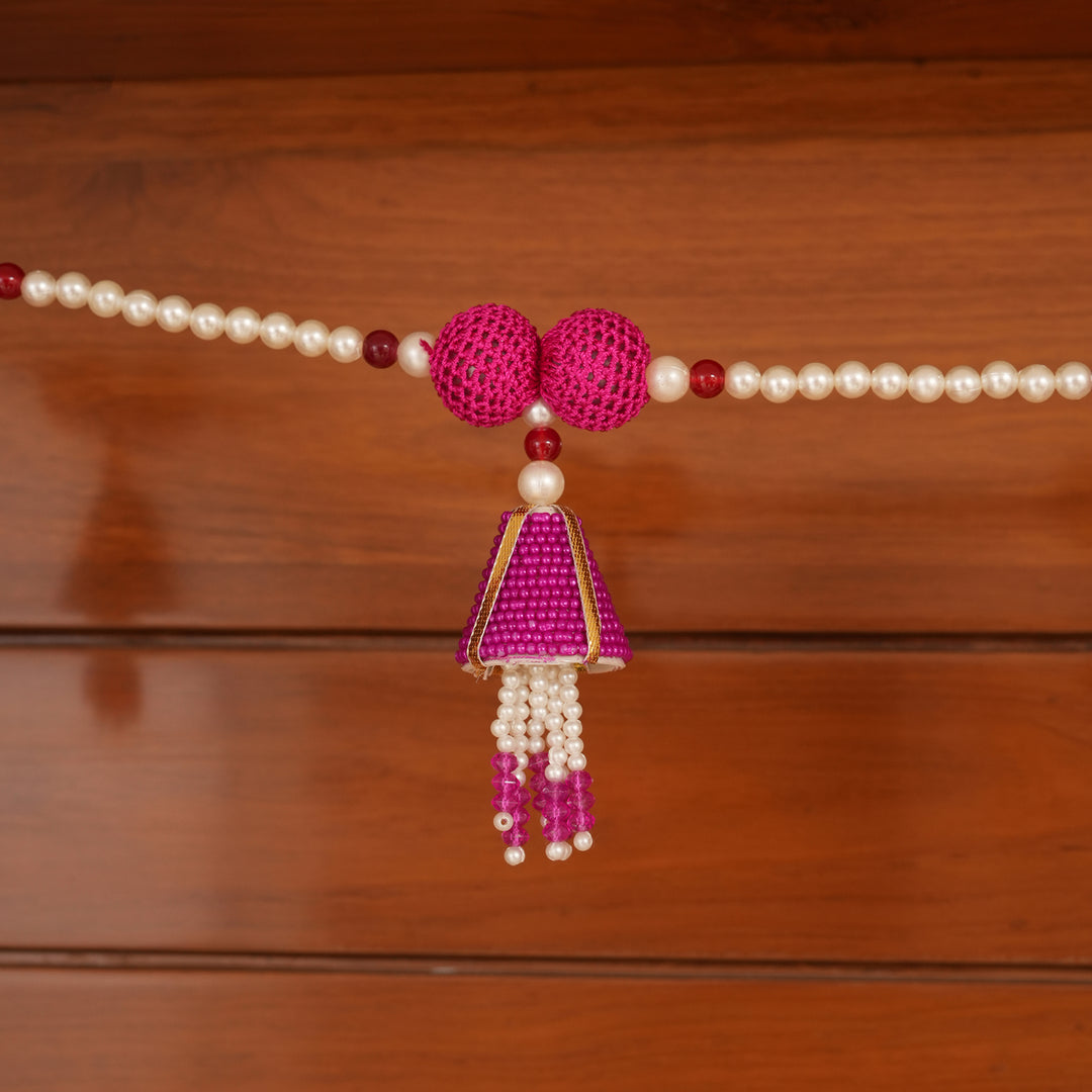 Pink-Beaded Bandhanwar with Tassel- Diwali Decoration Toran
