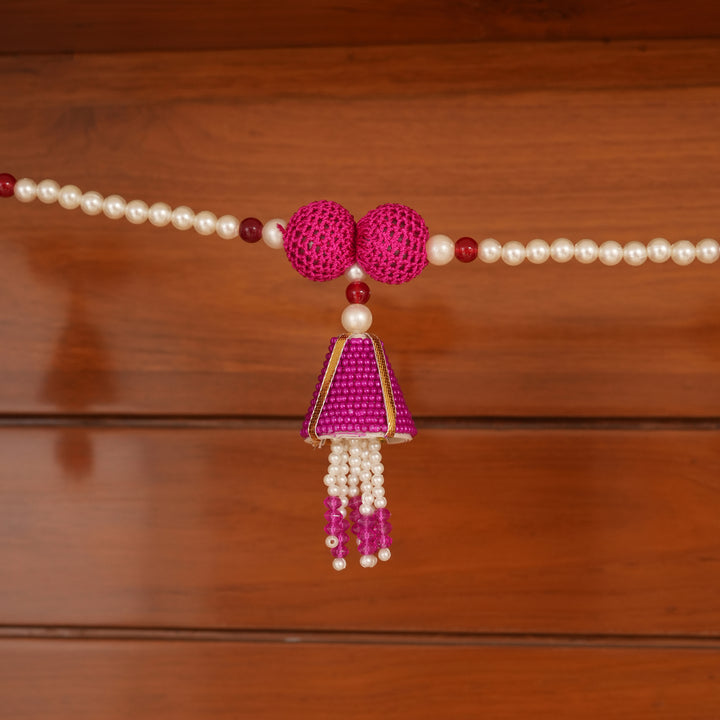 Pink-Beaded Bandhanwar with Tassel- Diwali Decoration Toran