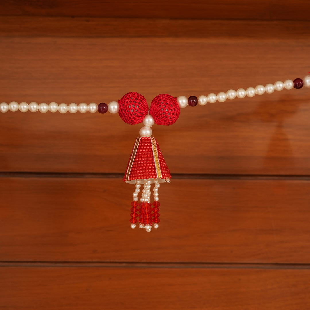 Red-Beaded Bandhanwar with Tassel- Diwali Decoration Toran