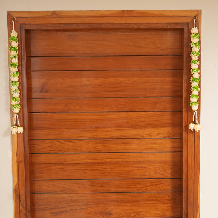 Beige-Traditional Floral Tassel Toran for Diwali  Decoration