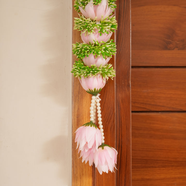 Pink-Traditional Floral Tassel Toran for Diwali  Decoration