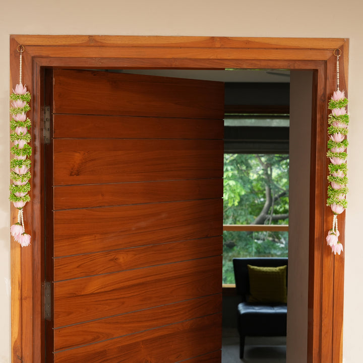 Pink-Traditional Floral Tassel Toran for Diwali  Decoration