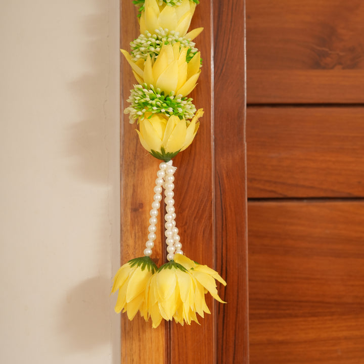 Yellow-Traditional Floral Tassel Toran for Diwali  Decoration