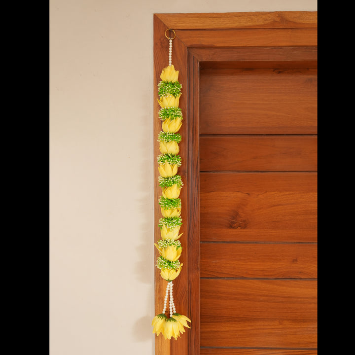 Yellow-Traditional Floral Tassel Toran for Diwali  Decoration