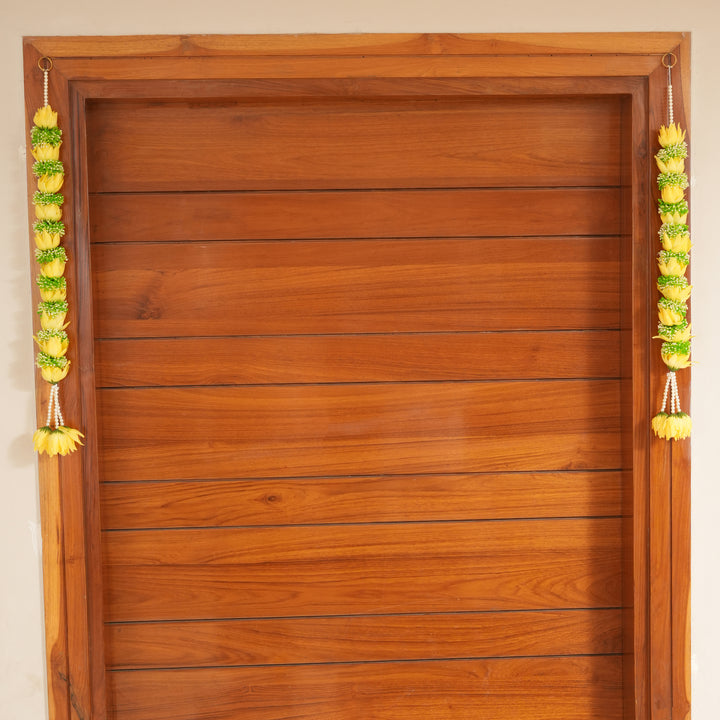 Yellow-Traditional Floral Tassel Toran for Diwali  Decoration