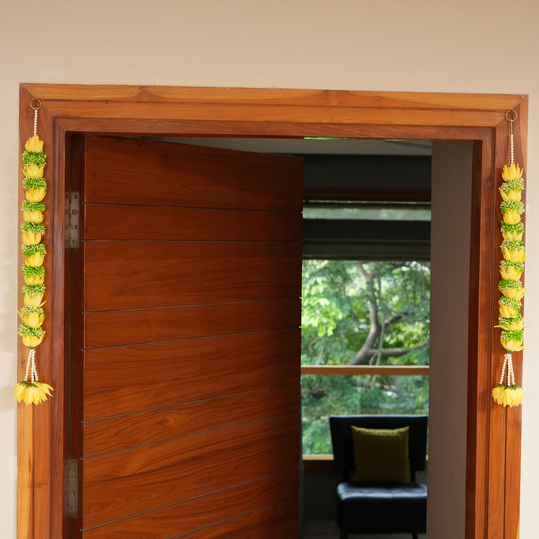 Yellow-Traditional Floral Tassel Toran for Diwali  Decoration
