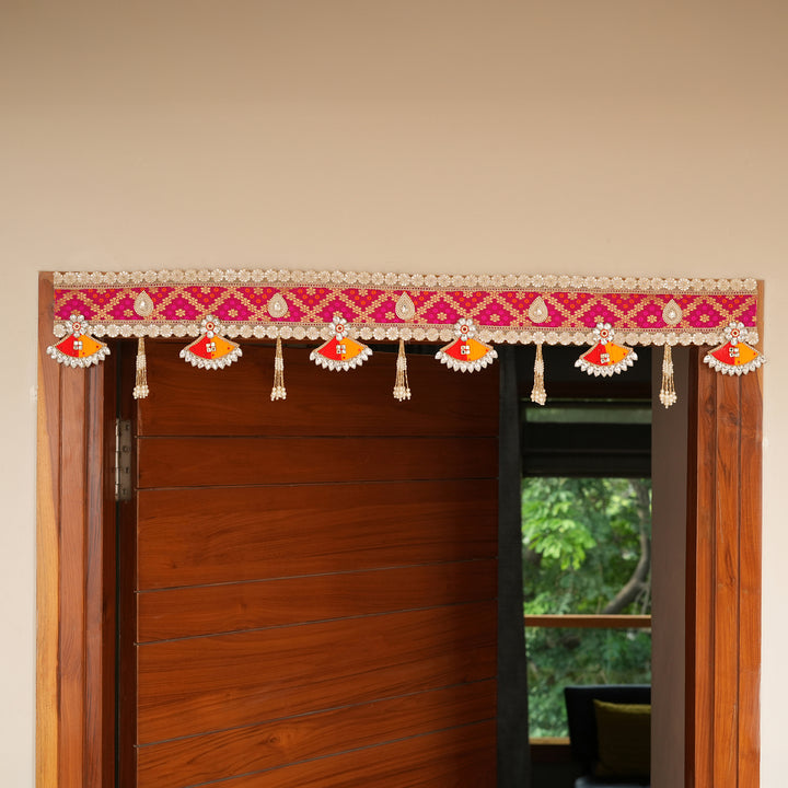 Ethnic Pink & Gold Bandhanwar Toran for Diwali Decoration.