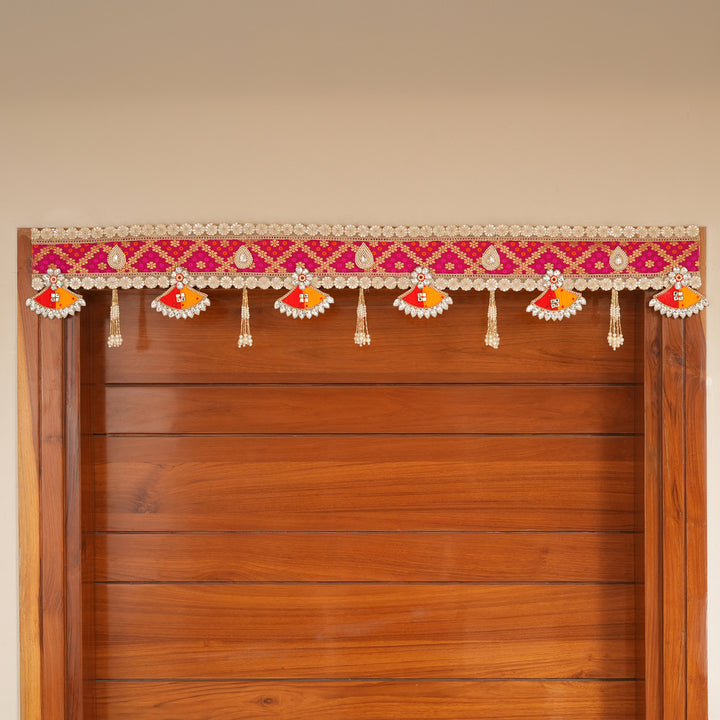 Ethnic Pink & Gold Bandhanwar Toran for Diwali Decoration.