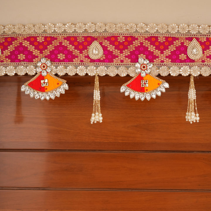 Ethnic Pink & Gold Bandhanwar Toran for Diwali Decoration.