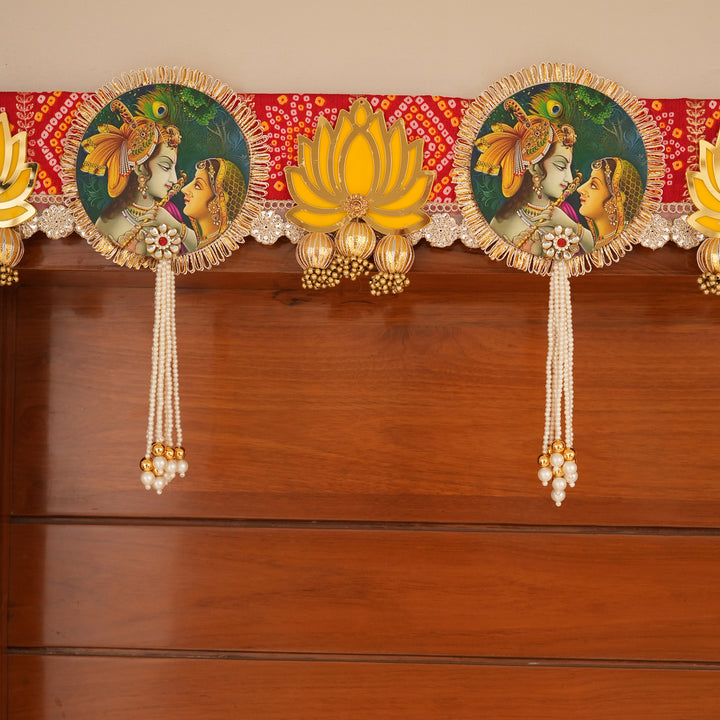 Radha Krishna Bandhanwar Toran with Lotus Motif & Tassels for Diwali Décoration.