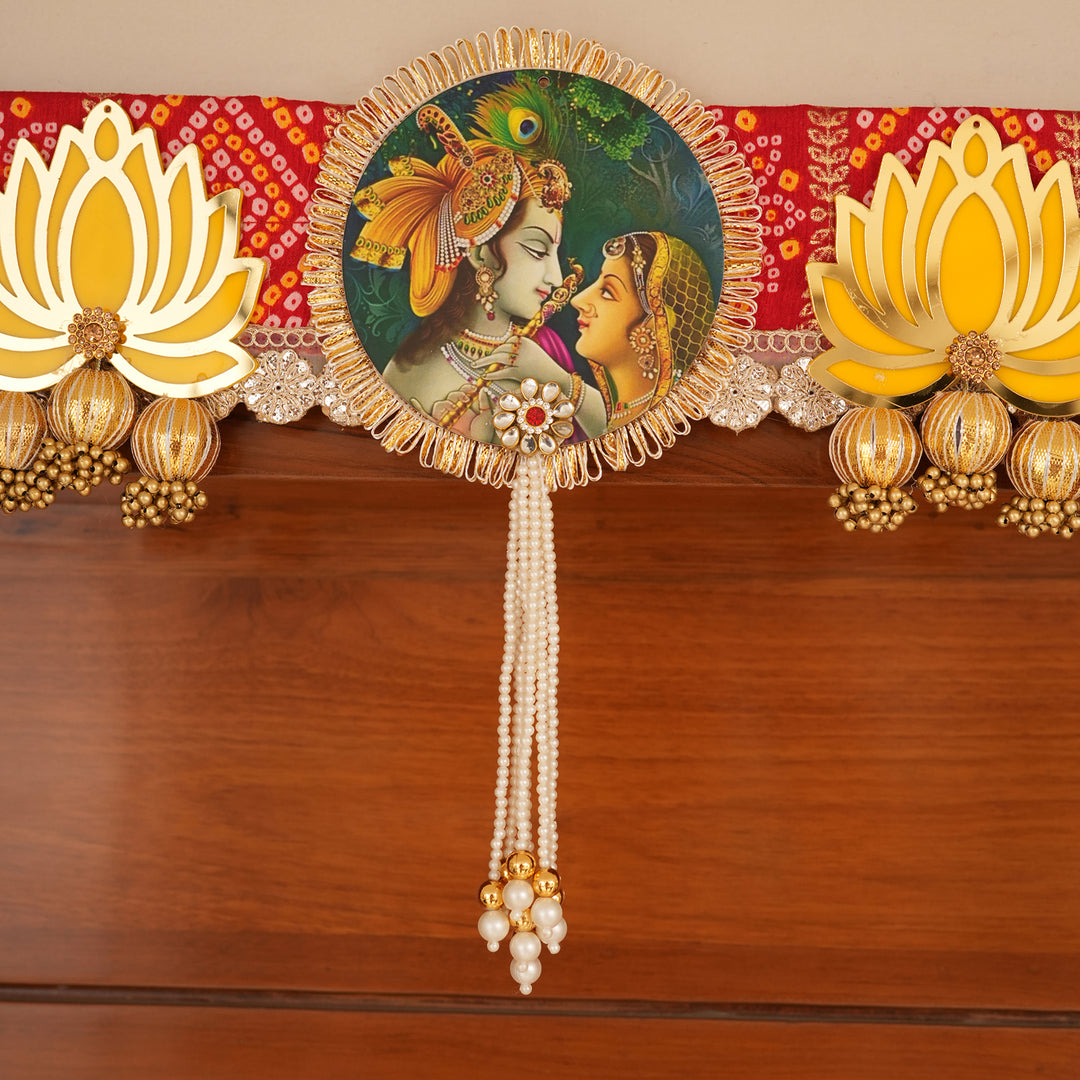Radha Krishna Bandhanwar Toran with Lotus Motif & Tassels for Diwali Décoration.