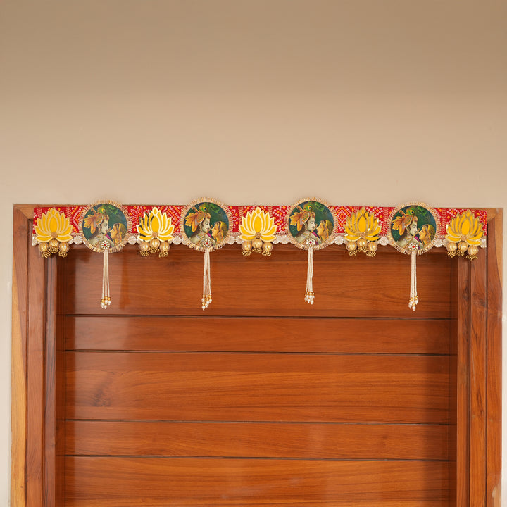 Radha Krishna Bandhanwar Toran with Lotus Motif & Tassels for Diwali Décoration.