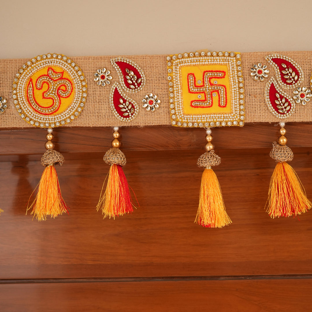 Traditional Swastik Door Hanging Bandhanwar Toran with Tassels For Diwali Decoration