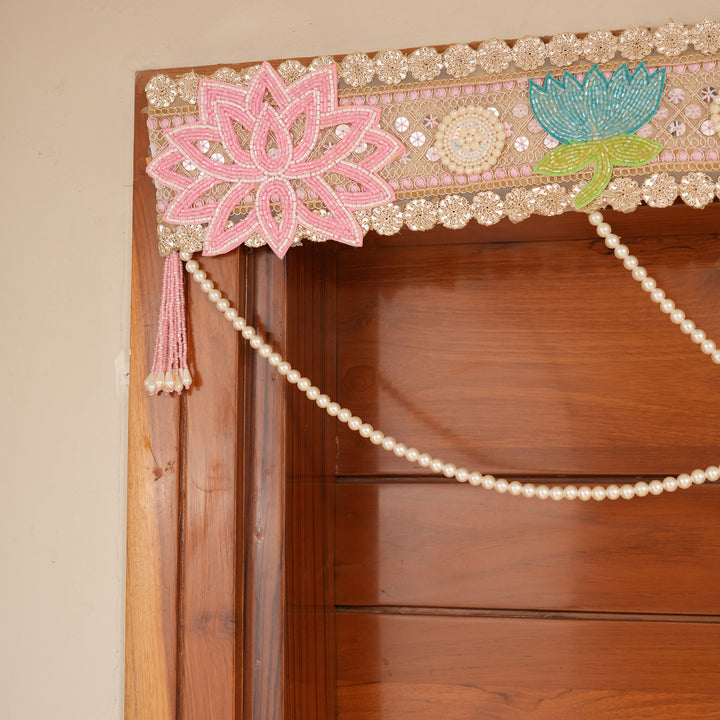 Sacred Lotus Toran with Pearl Strings For Diwali Decoration