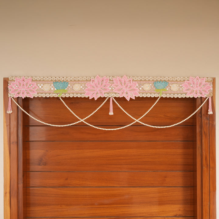 Sacred Lotus Toran with Pearl Strings For Diwali Decoration