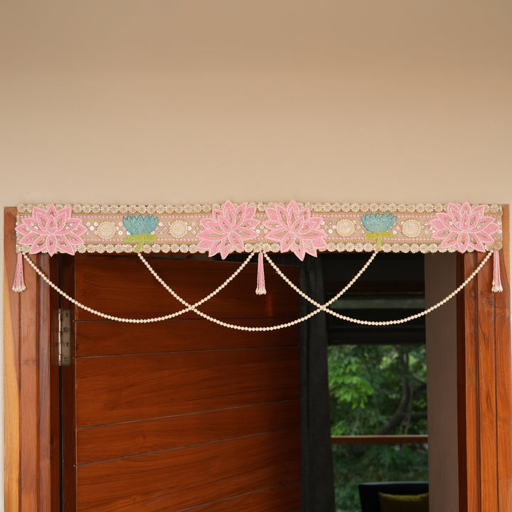Sacred Lotus Toran with Pearl Strings For Diwali Decoration